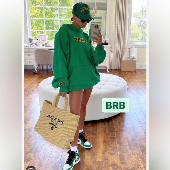 Prada large raffia crochet tote bag, natural - Picture 10 of 11